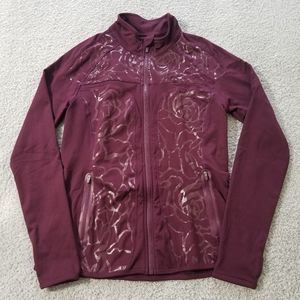 Fabletics Purple Flower Pattern Front Track Jacket